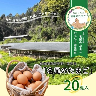 国産飼料の平飼い有精卵「名尾のたまご」20個入